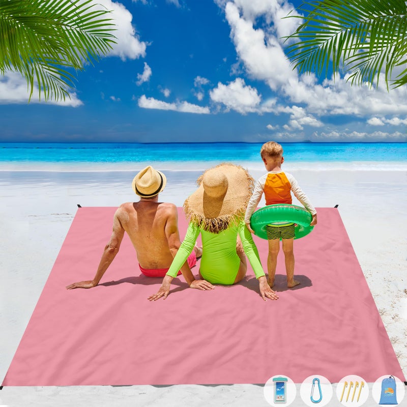 Aroveea Beach Blanket Waterproof Sandproof 1-7 Adult Oversized 78 '' Ã— 81 '' Lightweight Durable Compact Sand Free Beach Mat for Travel Camping Hiking Picnic Blanket Extra Large - Image 1