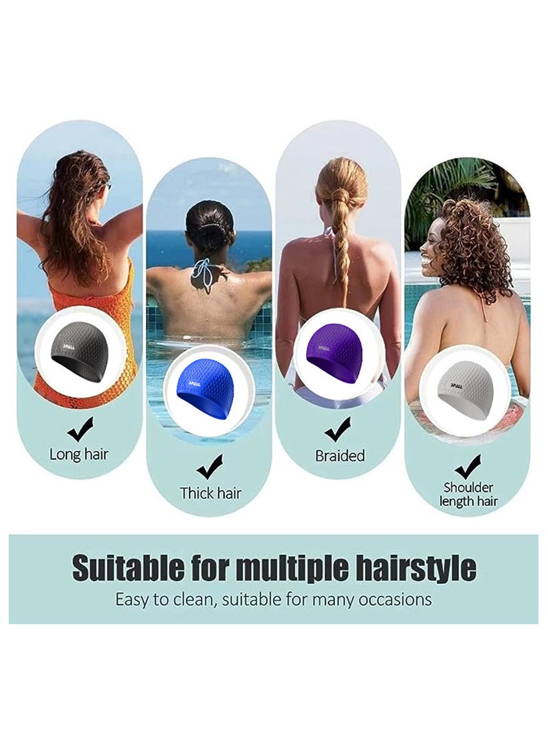 Spall Swimming Cap Comfortable Rubber Swim Bubble Cap Waterproof High Elastic For Long Short And Curly Hair Braids Silicone Shower Hat Keep Hairstyle - Image 3