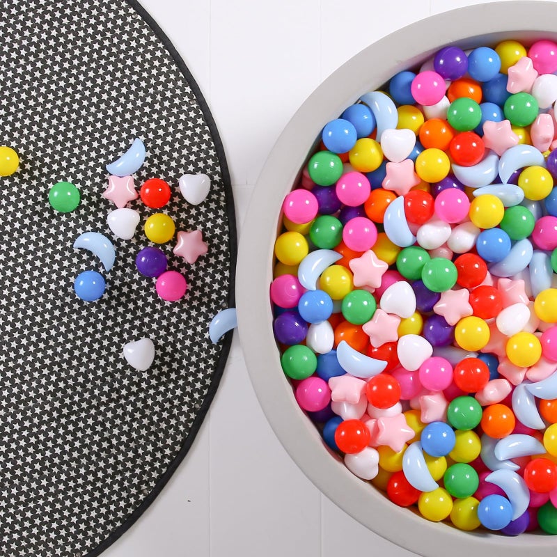 GOGOSO Star Heart Moon Ball Pit Balls  Shaped Play Balls for Ball Pit  100 200 500 1000 Crush Proof Bpa Free Kids Toddler Baby Pastel Pelotas Vibrant Rainbow Mix  100 - Image 1