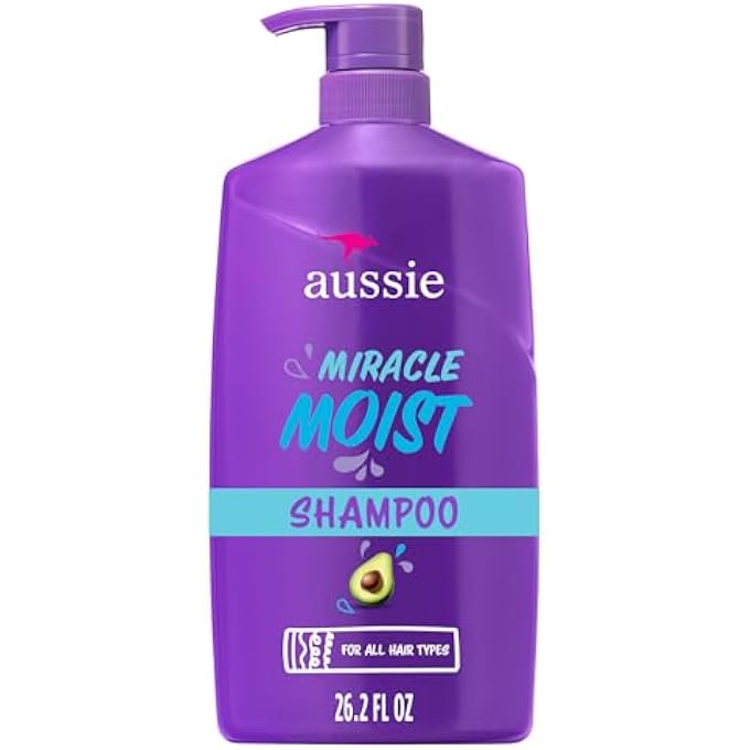 Aussie Miracle Moist Shampoo: Hydrating & Gentle Cleansing Treatment with Avocado & Jojoba Oil, 26.2 Fl Oz