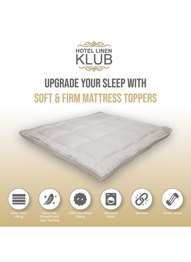 Hotel Linen Klub Hotel Linen Klub Mattress Topper 85GSM Microfiber Stripe Super Soft Fabric 500GSM Soft Firm and Extra Thick Fibersheet and Highly Elastic Bands  - Image 5