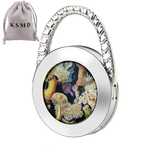 KSMD Purse Hooks for Table and Bars,Portable Purse Hanger Organizers Hooks Handbag Holder Pocketbook Holder Bag Storage for Desk Bag Hook,Foldable Folding Table Hook Hanger (Benthos) - Image 1