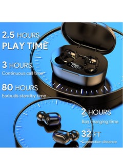 Generic MIUMIUPOP Wireless Bluetooth Earbuds Mini Size with LED Display Lmmersive Bass Stereo Noise Cancelling Headphones Headset for Sports/Home/Work Black  - Image 4