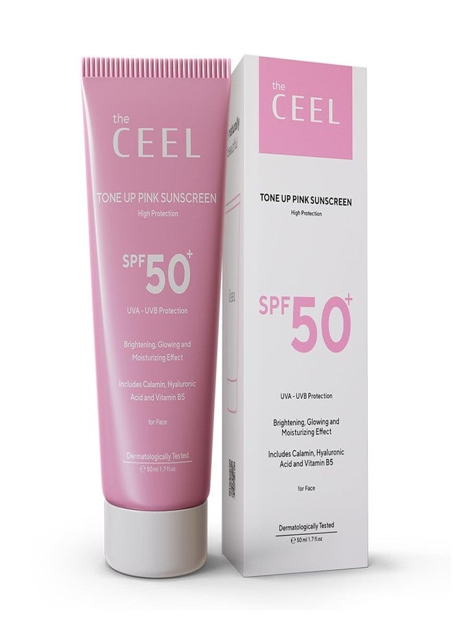 The Ceel Glow Sunscreen for Face | Glow Screen Pink Tone Up Cream | Face Primer with SPF 50+ | Moisturizing Sunscreen with Hyaluronic Acid, Calamin and Vitamin B5| 1.7 fl.oz (50 ML) - Image 1