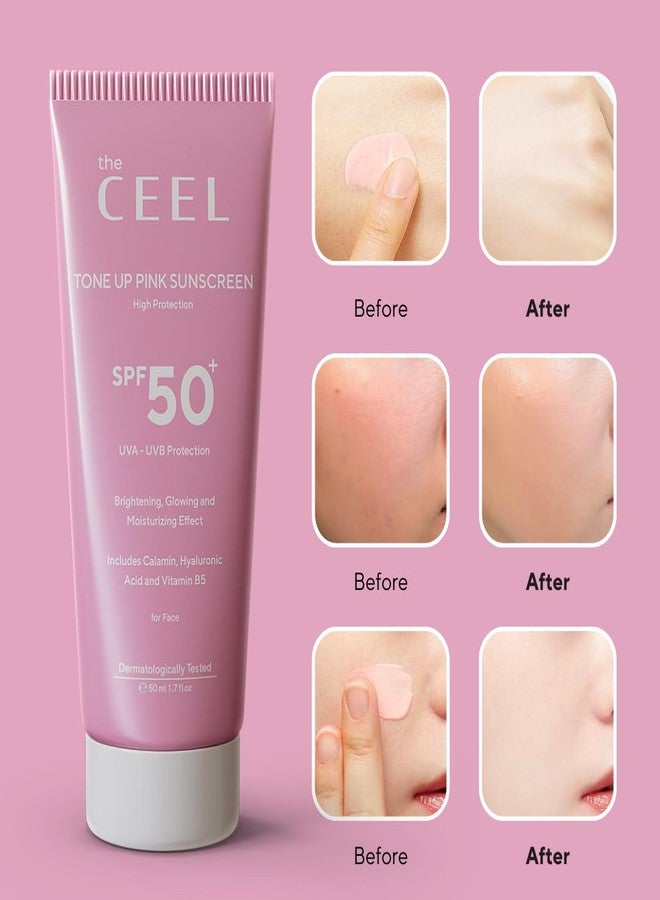 The Ceel Glow Sunscreen for Face | Glow Screen Pink Tone Up Cream | Face Primer with SPF 50+ | Moisturizing Sunscreen with Hyaluronic Acid, Calamin and Vitamin B5| 1.7 fl.oz (50 ML) - Image 4