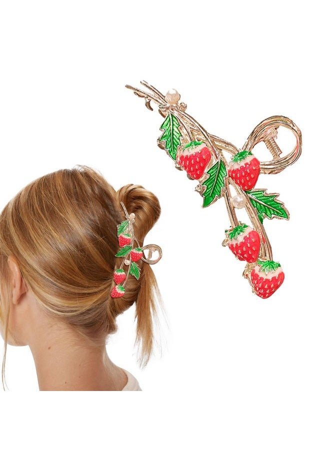 AEGYPIUS - Strawberry Hair Clips ; Metal Claw Clip Hair Clip ; Large Claw Clip ; Hair Claws Clips ; Strawberry Claw Clip Hair Styling Accessories ; Durable Metal Claw Clips ; Suitable For Women And Girls (Red） - Image 1