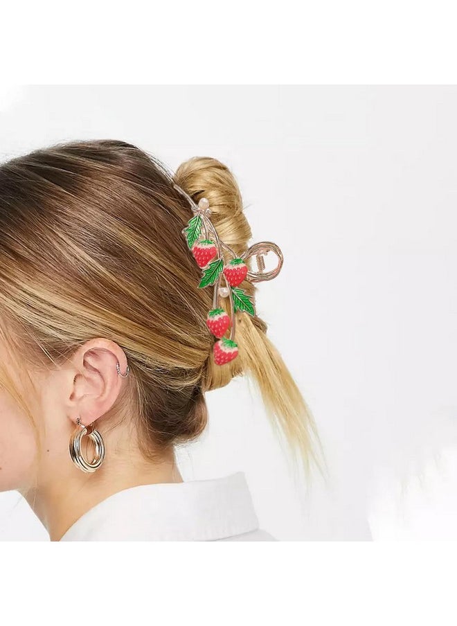 AEGYPIUS - Strawberry Hair Clips ; Metal Claw Clip Hair Clip ; Large Claw Clip ; Hair Claws Clips ; Strawberry Claw Clip Hair Styling Accessories ; Durable Metal Claw Clips ; Suitable For Women And Girls (Red） - Image 1