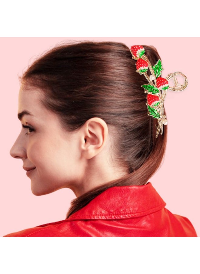 AEGYPIUS - Strawberry Hair Clips ; Metal Claw Clip Hair Clip ; Large Claw Clip ; Hair Claws Clips ; Strawberry Claw Clip Hair Styling Accessories ; Durable Metal Claw Clips ; Suitable For Women And Girls (Red） - Image 1