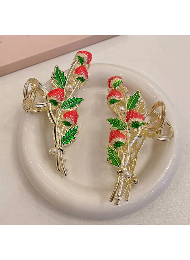 AEGYPIUS - Strawberry Hair Clips ; Metal Claw Clip Hair Clip ; Large Claw Clip ; Hair Claws Clips ; Strawberry Claw Clip Hair Styling Accessories ; Durable Metal Claw Clips ; Suitable For Women And Girls (Red） - Image 1