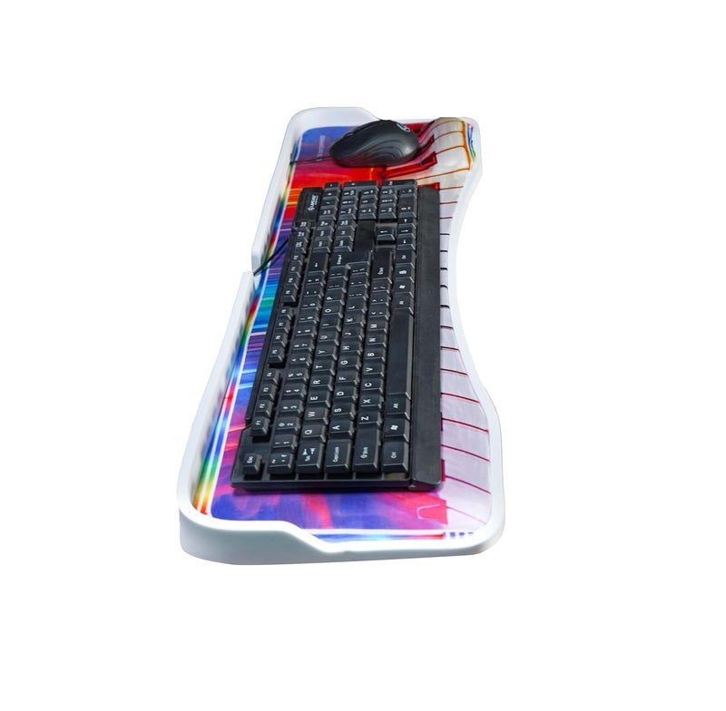 OS Enterprise Keyboard Mouse Chair Tray System Unique Curvy Design Gives Rich Look for Home Office Computer Desk Piano Theme