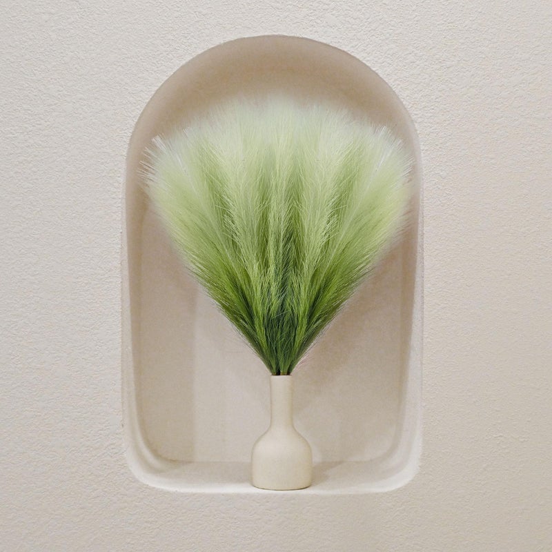 TENDER EPOCH 6 PCS Faux Pampas Grass Arrangement - 18"/45cm Artificial Fluffy Pompous Grass Stems for Boho Chic Home and Wedding Decor (Sage Green Gradient) - Image 4