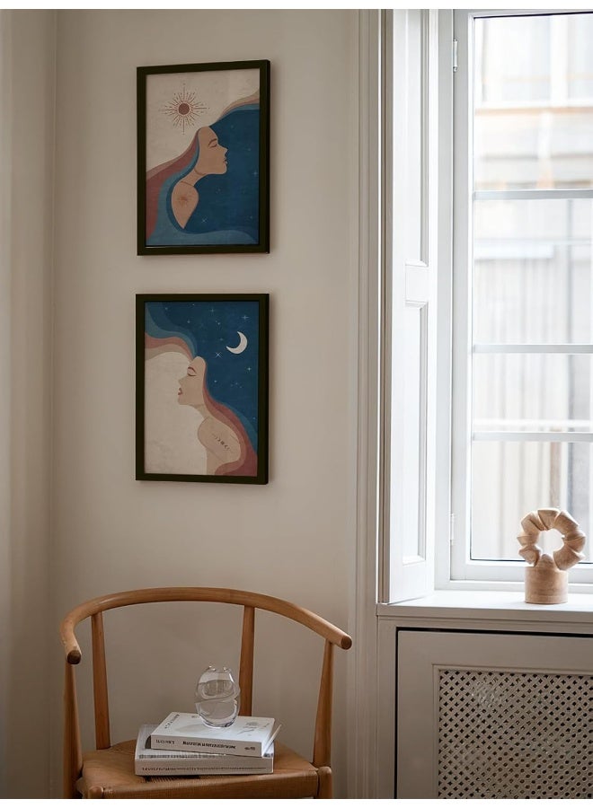 QUOTE - UNQUOTE ART Framed Art - Set of 2 - Women of Color - Moon and Sun - Beautiful Women - 34x44 cm - Black Frame - Image 5