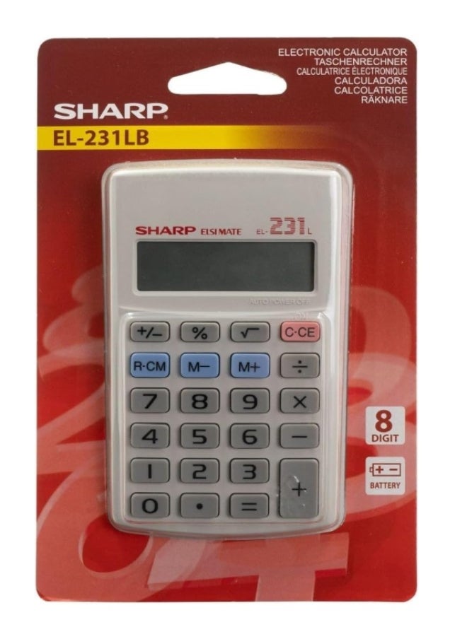 SHARP Sharp Pocket Calculator Grey  - Image 1