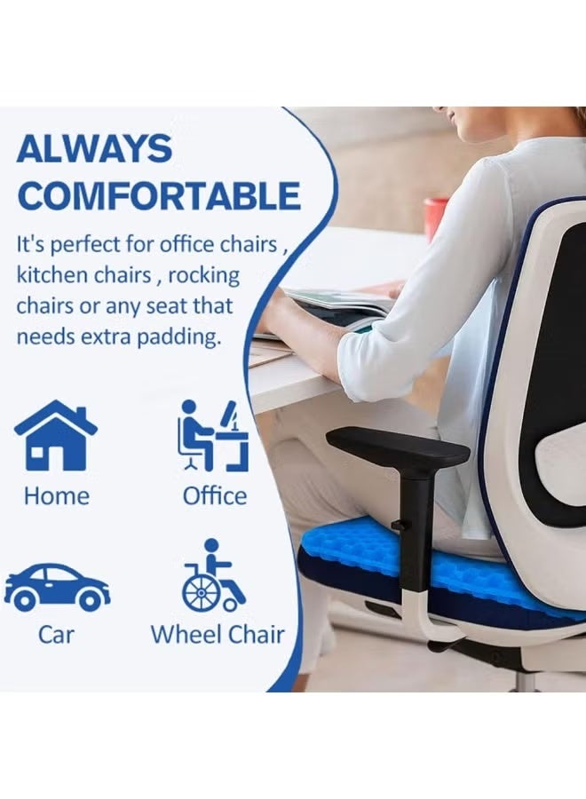 Gel Seat Cushion with Honeycomb Design, Breathable Chair Cushion with Non-Slip Cover for Office Chair, Car Seat, Wheelchair and Home Use - Image 1