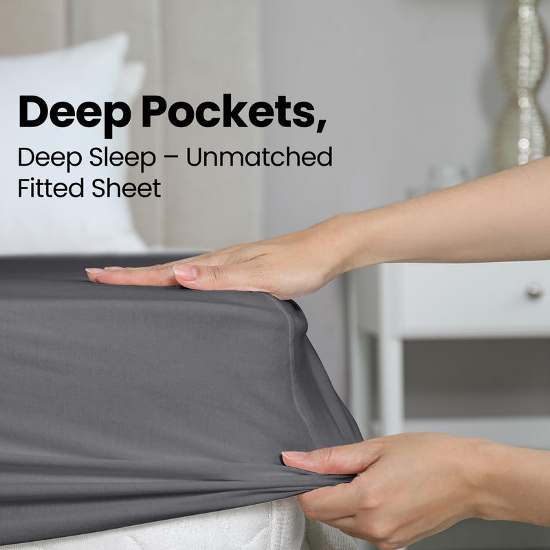 Utopia Bedding Queen Fitted Sheet - Bottom Sheet - Deep Pocket - Soft Microfiber - Shrinkage and Fade Resistant - Easy Care -1 Fitted Sheet Only (Grey) - Image 5