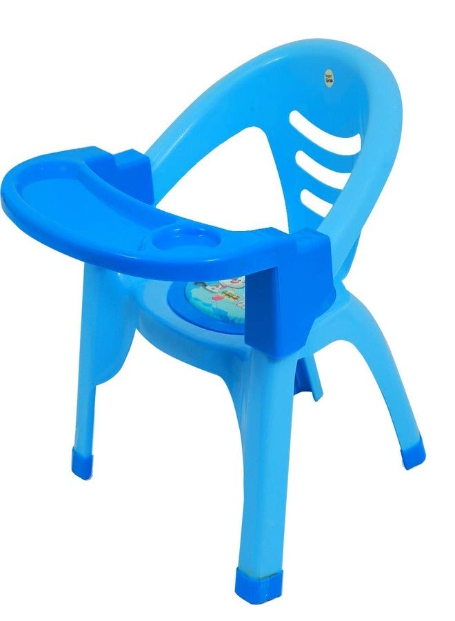 Nabhya Small Baby Chair with Safety Tray and Soft Cushion with Baby Whistle Sound-Random Color (Blue) (Random Color)