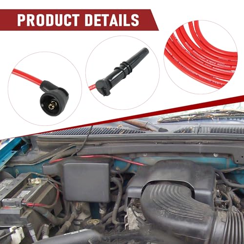 JDMSPEED Spark Plug Wire Set 8MM Replacement for Ford Lincoln Mercury Grand Marquis F-150 F250 E-150 Town Car Crown Victoria V8 4.6L 1996-1999 Set of 8 Replace 2500-79542, 2X1320, 96858 Red - Image 4