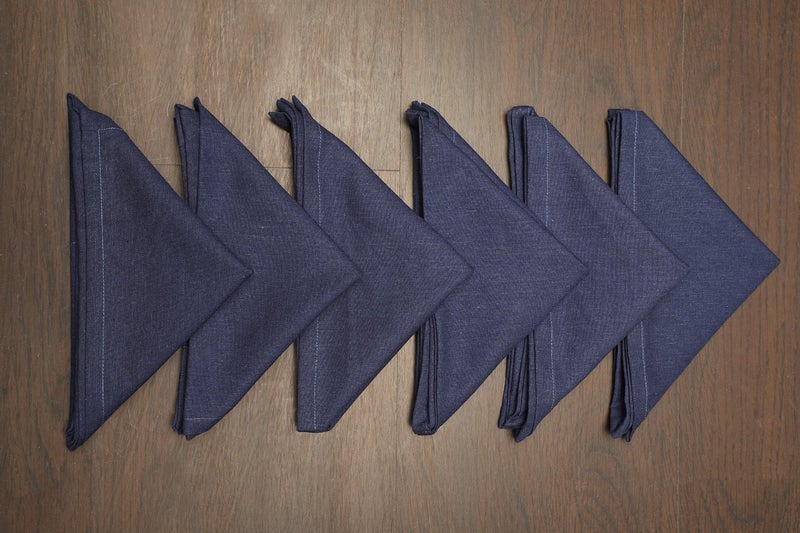 Dekor World Multi Printed Plain Blue Napkin Set (Pack of 12)-Dinning and Table Range - Image 3