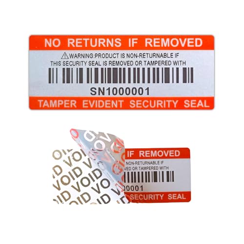 ILMBVM 120pcs Tamper Proof Barcode Stickers,Security Label, Warranty Void Sticker with Individual Serial Number,Sealing Label for Package(2x0.8 inches) - Image 1