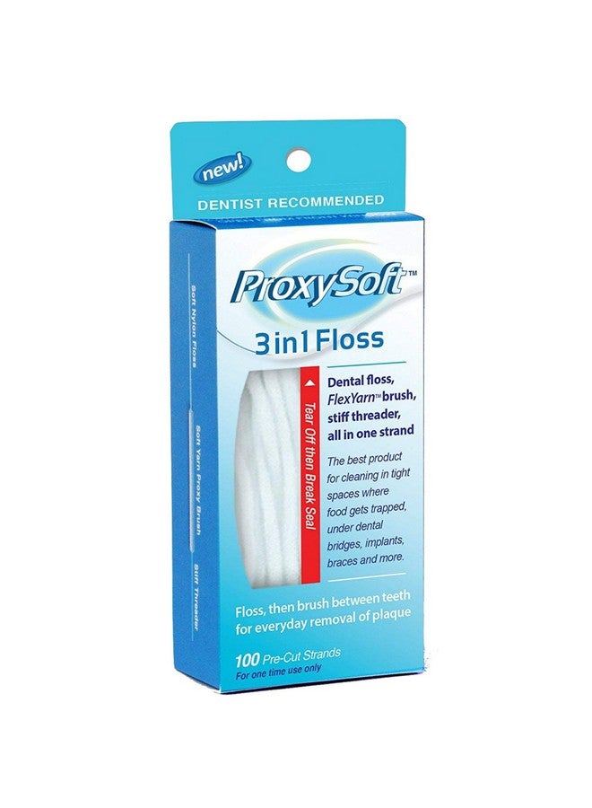 Proxysoft 3In1 Dental Floss For Optimal Teeth Flossing 1 Pack Precut Ortho Floss Threaders For Braces Tight Spaces Bridges Implants With Builtin Soft Proxy Brush And Stiff Threader Flosser - Image 1
