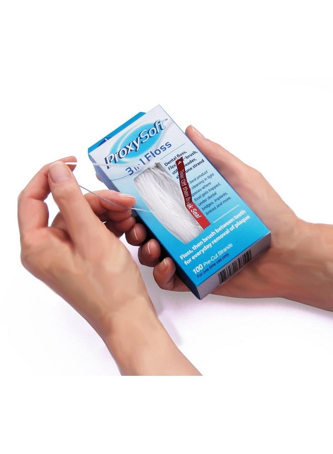 Proxysoft 3In1 Dental Floss For Optimal Teeth Flossing 1 Pack Precut Ortho Floss Threaders For Braces Tight Spaces Bridges Implants With Builtin Soft Proxy Brush And Stiff Threader Flosser - Image 2