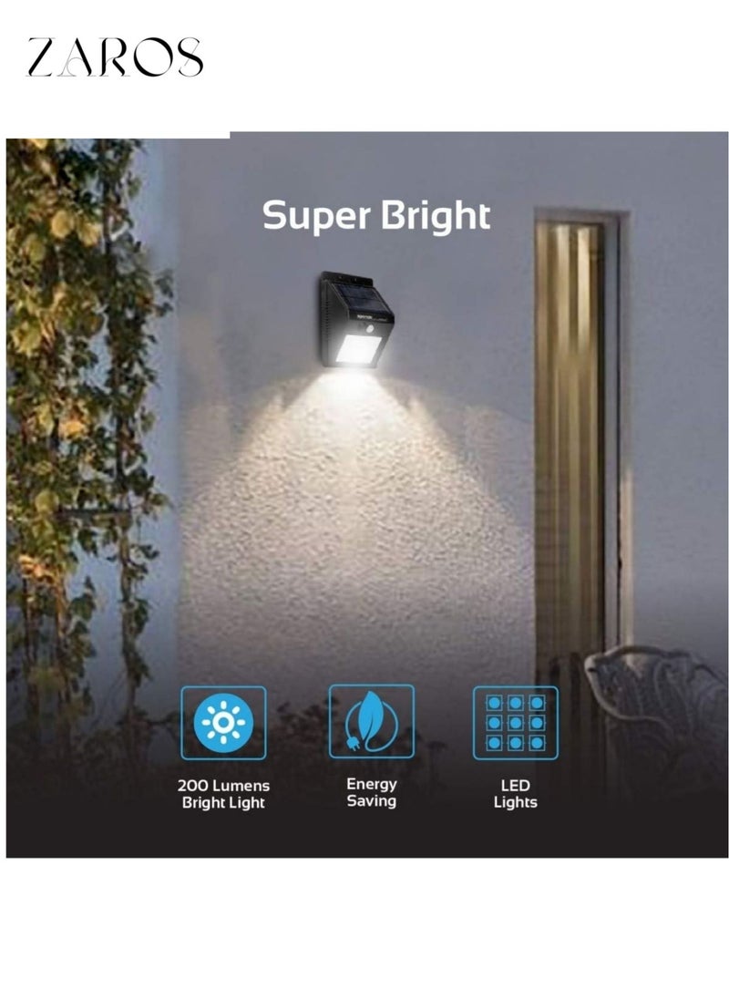 Zaros LED Solar Light Outdoor, Wireless Motion Sensor Security Wall Night Light with 120 Degree Angle, Wall Mount Kit and Auto Power Support for Garden, Patio, Path Lightning, SolarWay-3 Black 10.7x14.3x10.7 centimeter  - Image 2