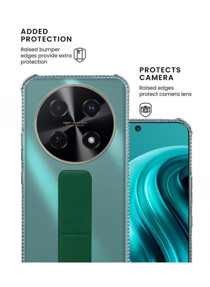ماركة غير محددة جراب شفاف مقاوم للصدمات من السيليكون لهاتف Huawei Nova 12i مع قبضة يد مغناطيسية - شفاف/أخضر  - Image 2