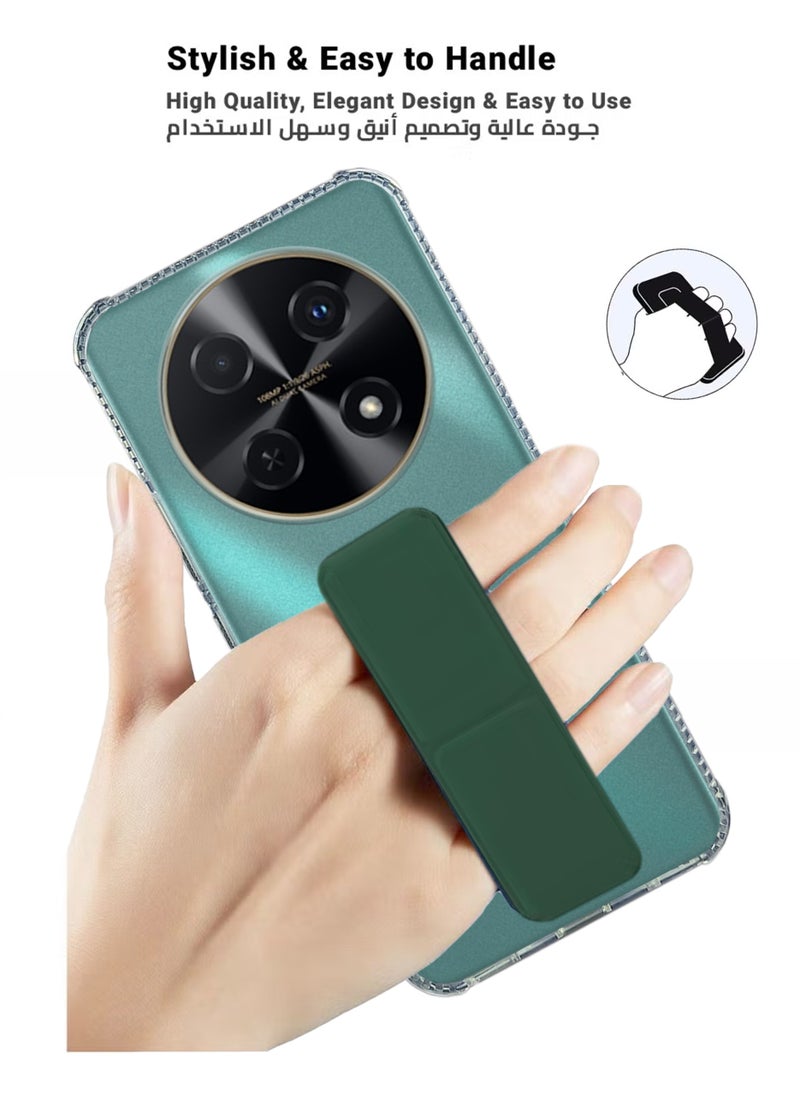 ماركة غير محددة جراب شفاف مقاوم للصدمات من السيليكون لهاتف Huawei Nova 12i مع قبضة يد مغناطيسية - شفاف/أخضر  - Image 4