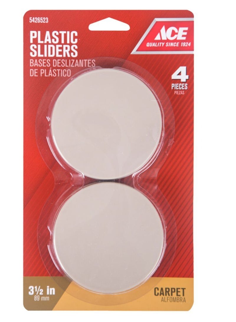 ACE Ace 4-Piece Plastic Sliders Taupe 89mm