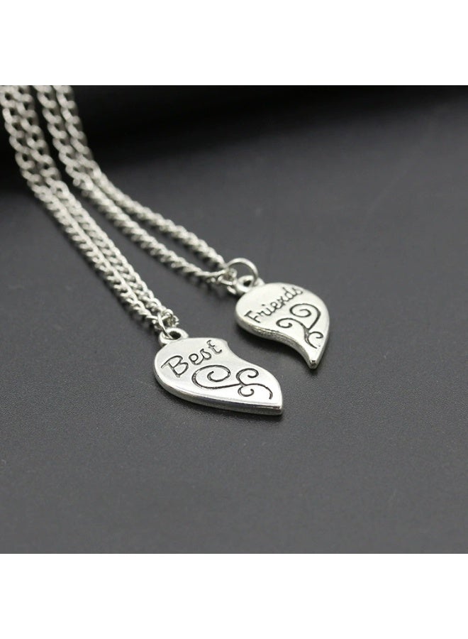 Goolsky Best Friends Split Heart Pendant Necklace – Alloy Engraved Matching Set for 2, Symbolic Friendship Jewelry - Image 4