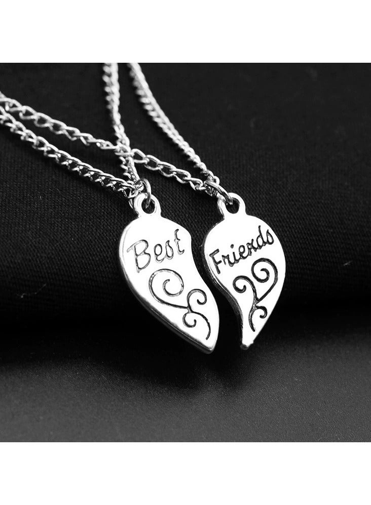 Goolsky Best Friends Split Heart Pendant Necklace – Alloy Engraved Matching Set for 2, Symbolic Friendship Jewelry - Image 2