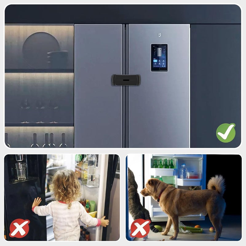 CLYMENE French Door Fridge Lock  Childproof Adjustable Easy Install  Cabinet Safety Latch Lock for Kids  Toddlers Black - Image 3