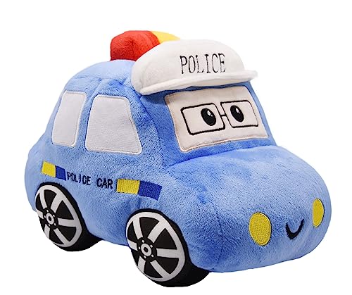 YONLIT Soft Plush Police Car Stuffed Toy Super Cute Blue Squad Cars Plushie Excellent Gifts for Kids or Birthday Party 11 Inches Police Car - Image 1