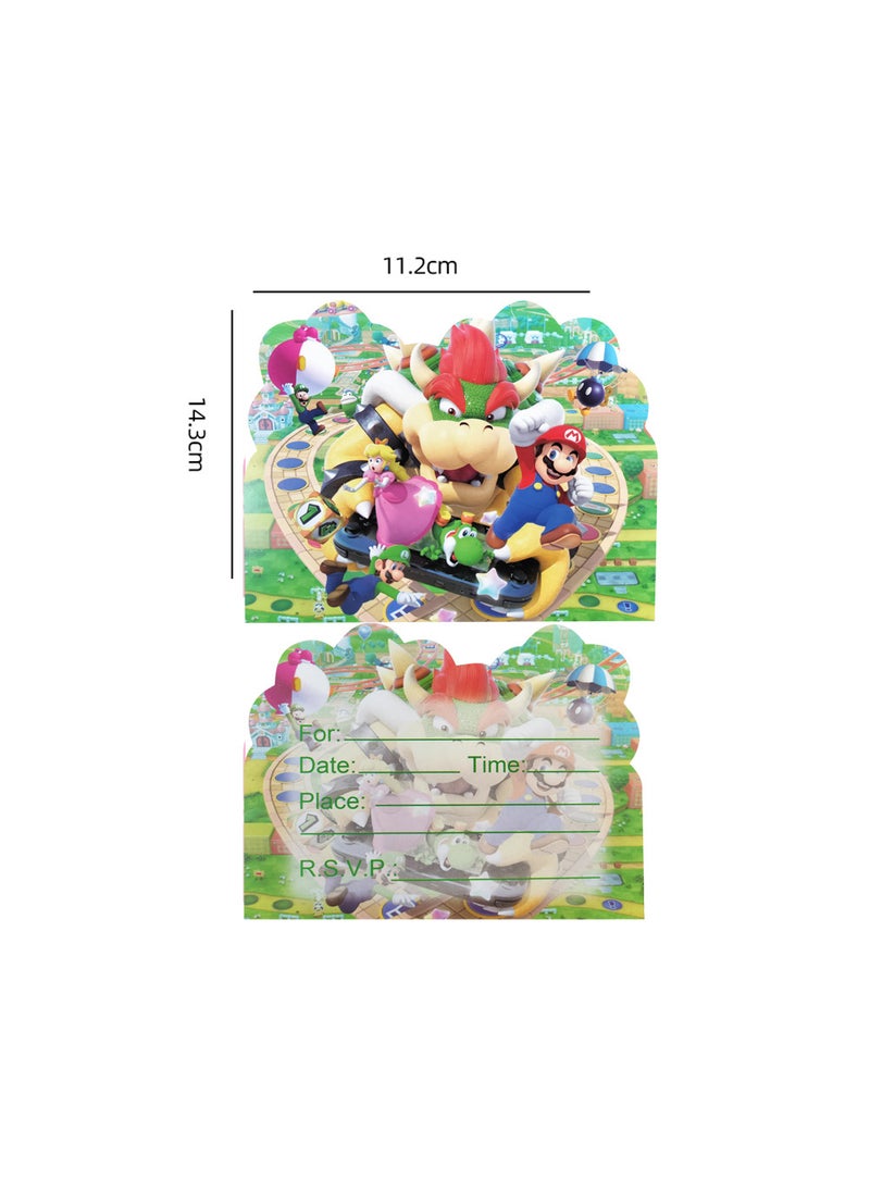 Generic New Blue Mario Theme Birthday Party Decor Invitation Card 10p-Blue Mario 