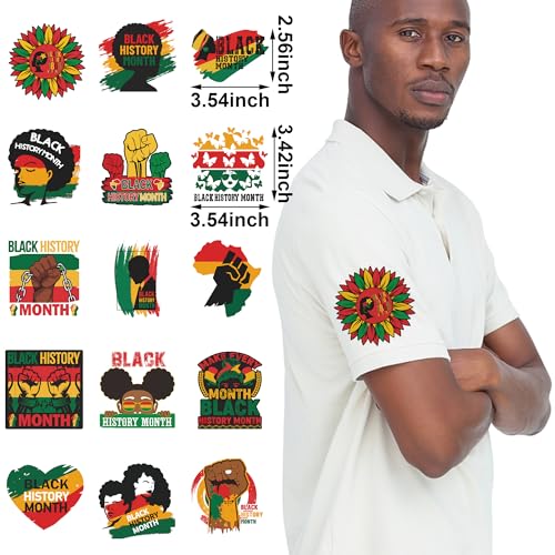 FSHANEE Black History Month Iron on Transfers Stickers Black History Patches Decals Appliques Heat Transfers Vinyl Decals for T-Shirts Clothes Handbag Pillow Covers DIY BHM Party Decorations Set of 24 Counts - Image 2