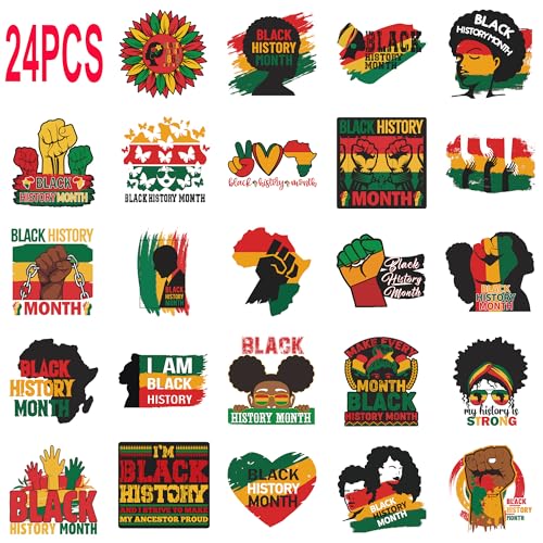 FSHANEE Black History Month Iron on Transfers Stickers Black History Patches Decals Appliques Heat Transfers Vinyl Decals for T-Shirts Clothes Handbag Pillow Covers DIY BHM Party Decorations Set of 24 Counts - Image 3
