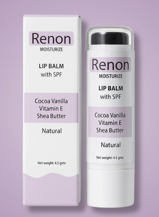 Renon SPF Lip Balm | Shea Butter | Jojoba Oil and Castor Oil | Vitamin E | Lip balm for dry lips | Lip balm men | Cocoa Vanilla | lip balm for women (4.5g)