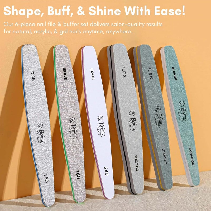 Beauté Secrets Beaut Secrets Korean Sand Paper 6pcs Nail Files Set for Manicure Nail Buffer Files Block Coarse Washable Nail Polisher Double Sided Nail Shaper Emery Boards for Acrylic Natural Nail 10015018022024028010004000 Grid - Image 2