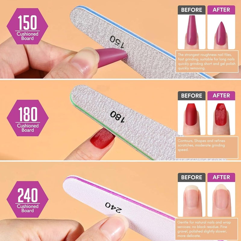 Beauté Secrets Beaut Secrets Korean Sand Paper 6pcs Nail Files Set for Manicure Nail Buffer Files Block Coarse Washable Nail Polisher Double Sided Nail Shaper Emery Boards for Acrylic Natural Nail 10015018022024028010004000 Grid - Image 3