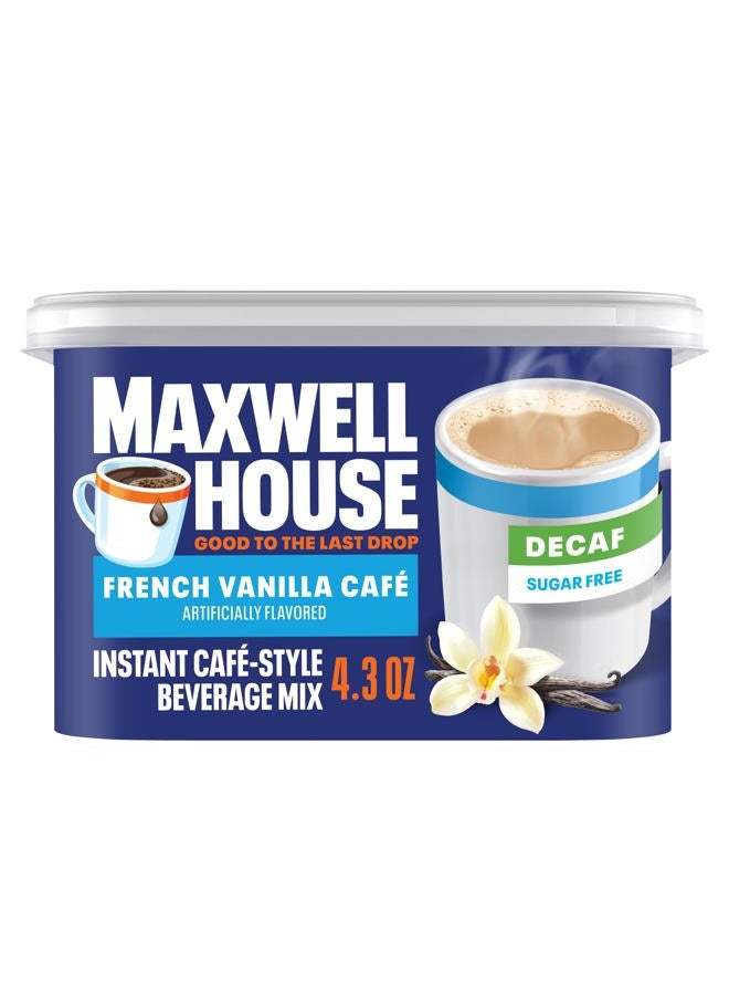 Maxwell House خليط مشروبات على طراز المقاهي الفورية، خالي من الكافيين والسكر، سهل التحضير، 1 علبة، للقهوة السريعة في الصباح أو كوجبة خفيفة بعد الظهر، قهوة فانيليا فرنسية، حلال، 4.3 أونصة - Image 1