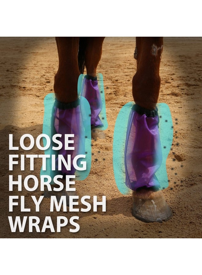CareMaster Universal Size Horse Leggings Fine Mesh Horse Fly Boots Greatly Reduce Stomping Breathable Horse Boots Leg Wraps (Set of 4) Purple - Image 4