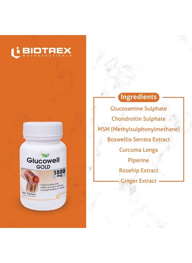 Biotrex Nutraceuticals Glucowell GOLD 1800mg - Maximum strength of Glucosamine with MSM (60 Tablets) - Image 4