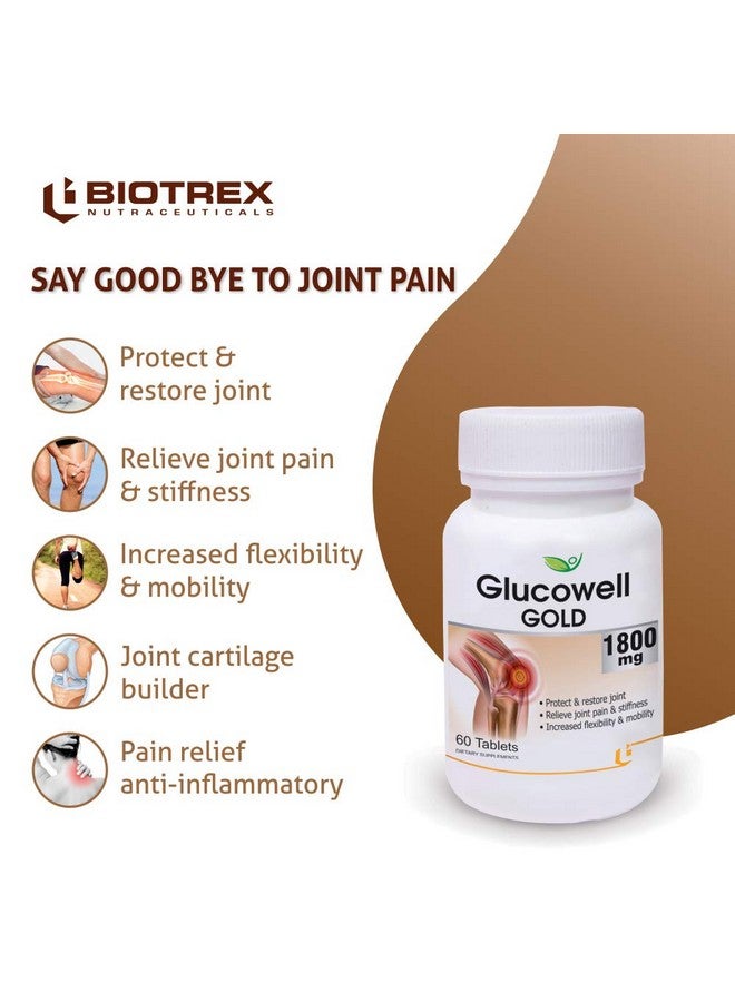 Biotrex Nutraceuticals Glucowell GOLD 1800mg - Maximum strength of Glucosamine with MSM (60 Tablets) - Image 5
