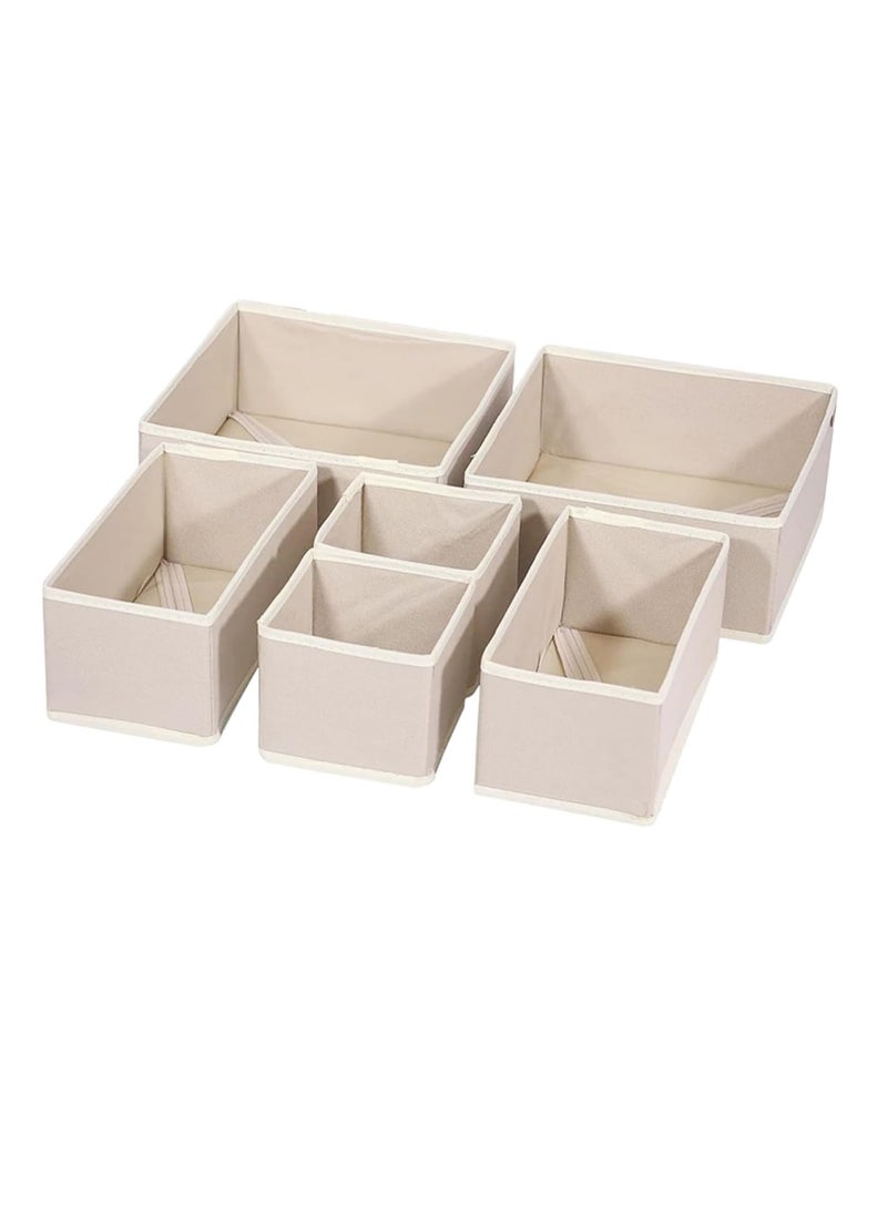MarlaMall Clothes Drawer Organisers,6-Piece Drawer Dividers, Folding Wardrobe Drawer Divider Clothe for Bedroom Fabric Underwear Organiser,Shirt,Socks,Underwear,Clothes Organiser for Wardrobe（Beige） - Image 1