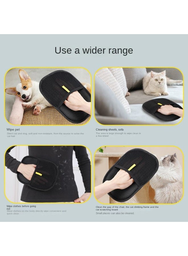 قفاز إزالة شعر الحيوانات الأليفة الثابتة للمنزل، فرشاة إزالة الوبر ذات الوجهين لأريكة الملابس وتنظيف شعر الحيوانات - Image 3