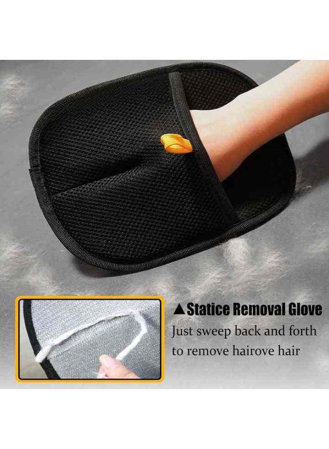قفاز إزالة شعر الحيوانات الأليفة الثابتة للمنزل، فرشاة إزالة الوبر ذات الوجهين لأريكة الملابس وتنظيف شعر الحيوانات - Image 2