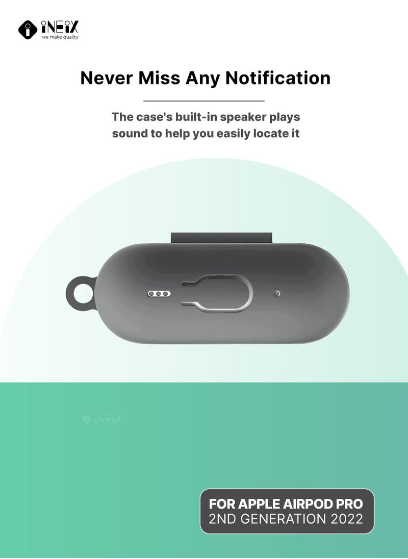 INEIX Soft Silicone Protective Case Cover  for Apple AirPods Pro (2nd generation) 2022-Grey  - Image 2