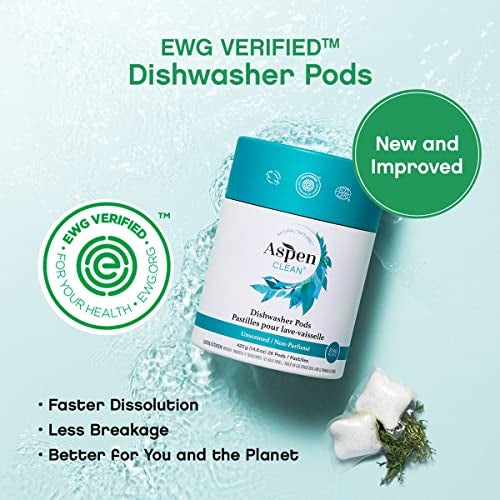 AspenClean Unscented Dishwasher Pods by AspenClean, Dye-Free, Zero Plastic, EWG Verified™, Vegan, Eco-Friendly, Natural Dishwasher Detergent - 28 Count - Image 2