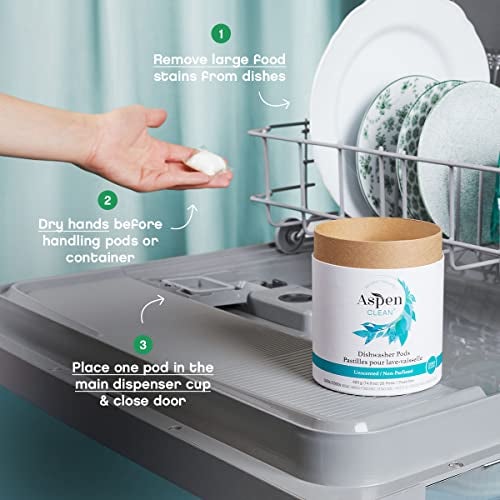 AspenClean Unscented Dishwasher Pods by AspenClean, Dye-Free, Zero Plastic, EWG Verified™, Vegan, Eco-Friendly, Natural Dishwasher Detergent - 28 Count - Image 4