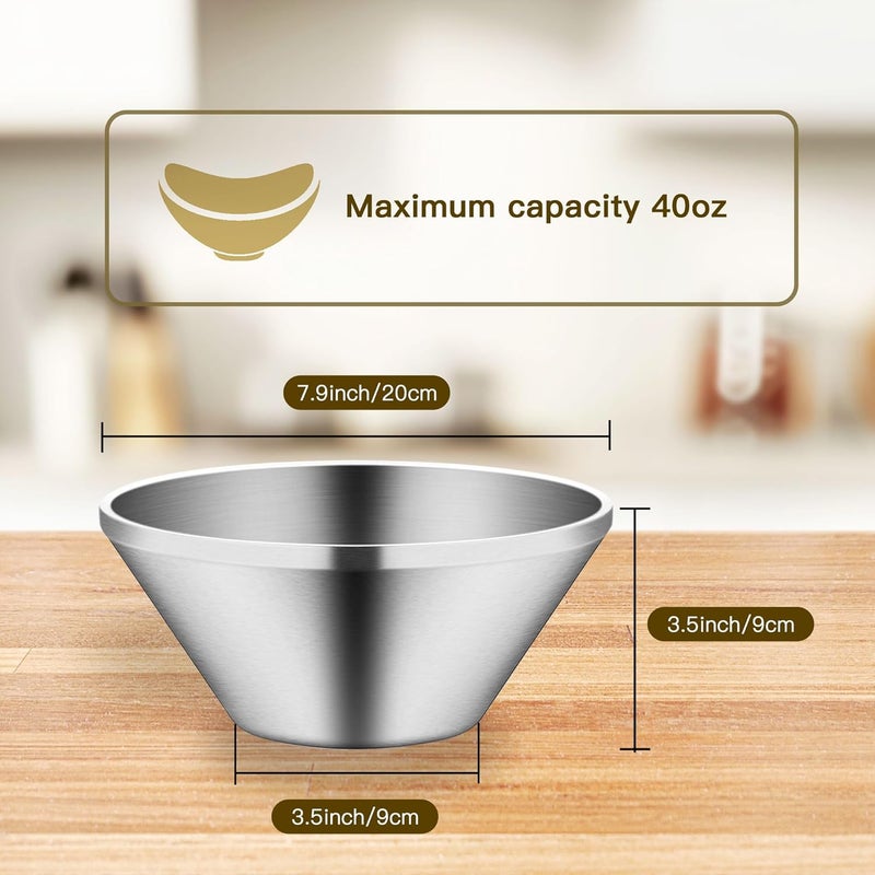 IMEEA 40 OZ Large Salad Bowls Set of 2  SUS304 Stainless Steel Mixing Bowl Serving Bowls for Soup Ramen Mixing Cooking Baking Prepping - Image 2